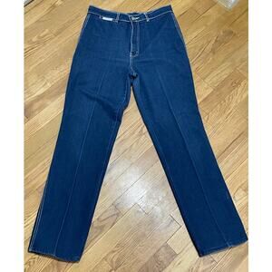 Vintage Gitano Dark Blue Contrast stitching High Rise Straight Leg Jeans Size 14